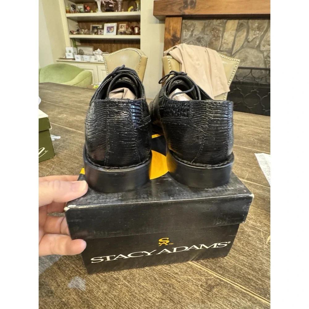 Stacy Adams Shoes Men‎ Size 8.5 Black Leather Lace Up Reginald 24307